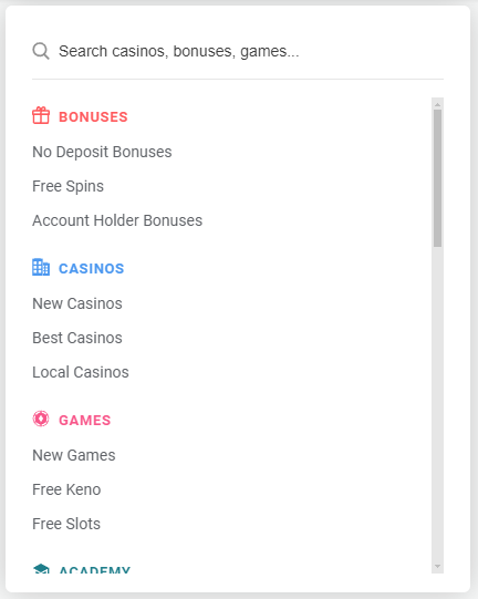 global search results