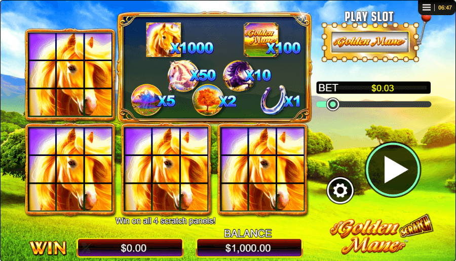 Golden Mane Online Scratch Game Reels