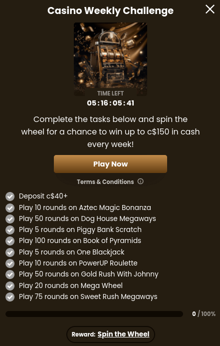 goldspin casino weekly challenge