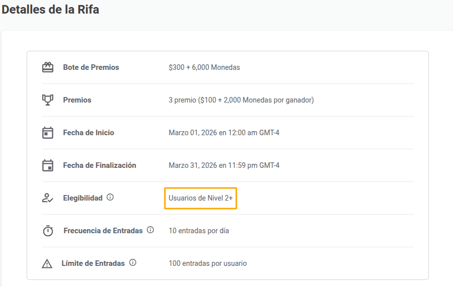 Guía de Rifas Detalles Elegibilidad