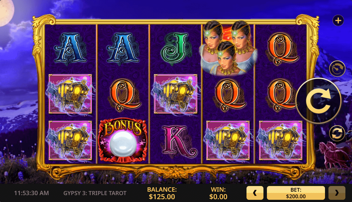 Gypsy 3 Triple Tarot Online Slot Game Reels