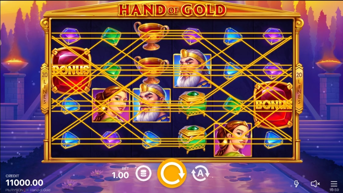Hand of Gold Slot Reels
