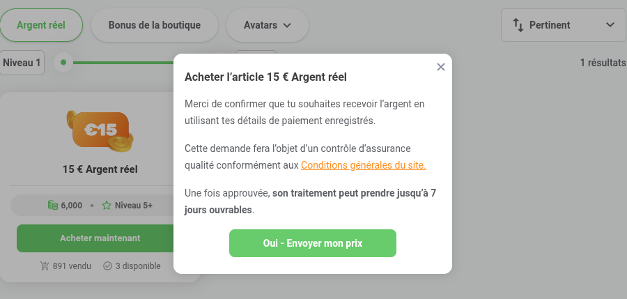 Utiliser mon code RMI pour recevoir mon cadeau