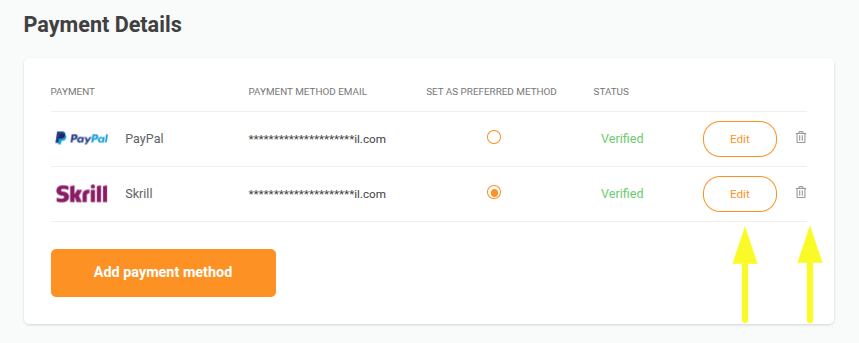 help center set up your payment edit details