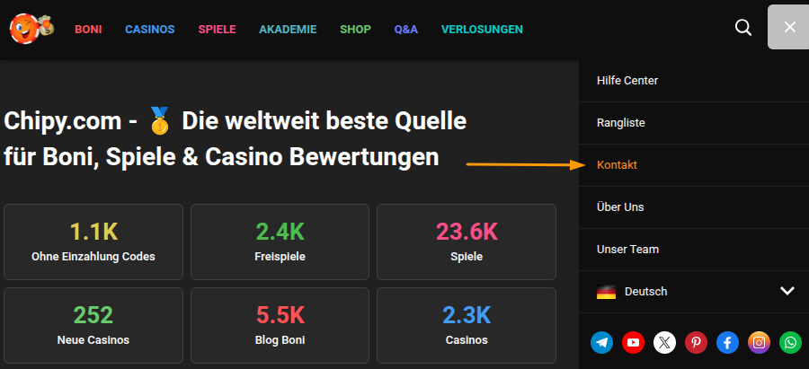 hilfe center konto schliessen kontakt chipy