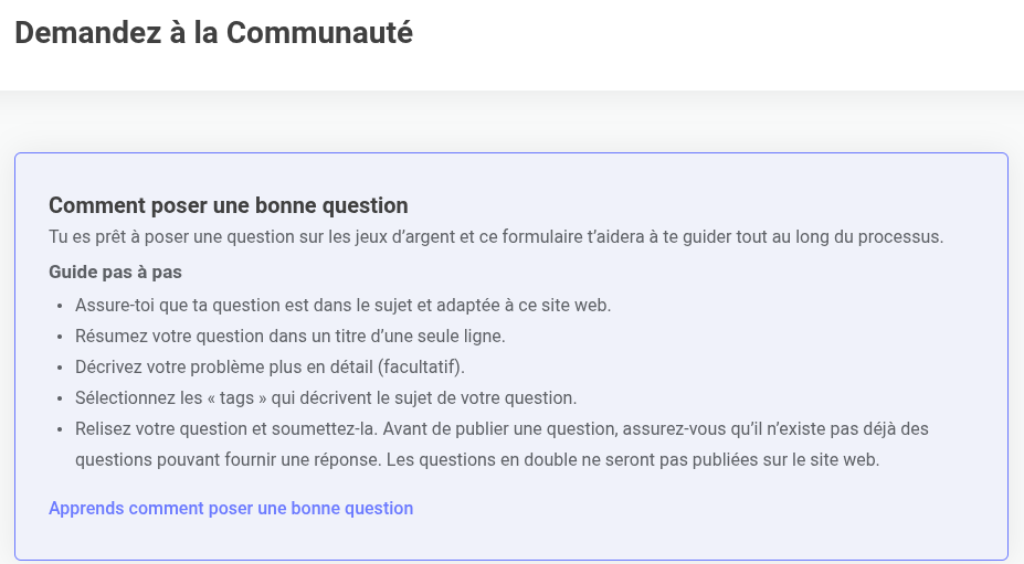 Conseils pour poser une bonne question