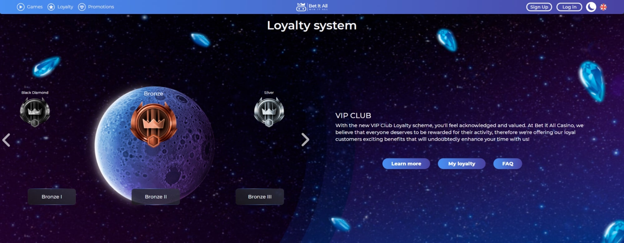 loyalty system bet it all casino