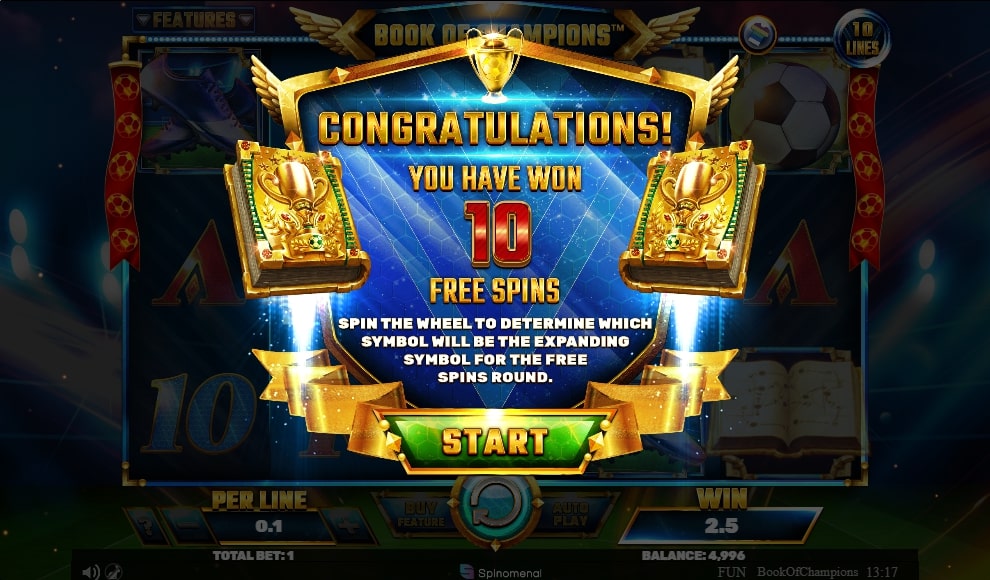 book of champions slot game free spins