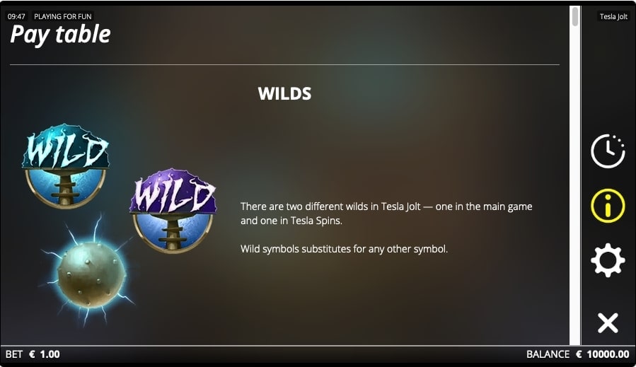 Tesla Jolt Slot Game Wilds