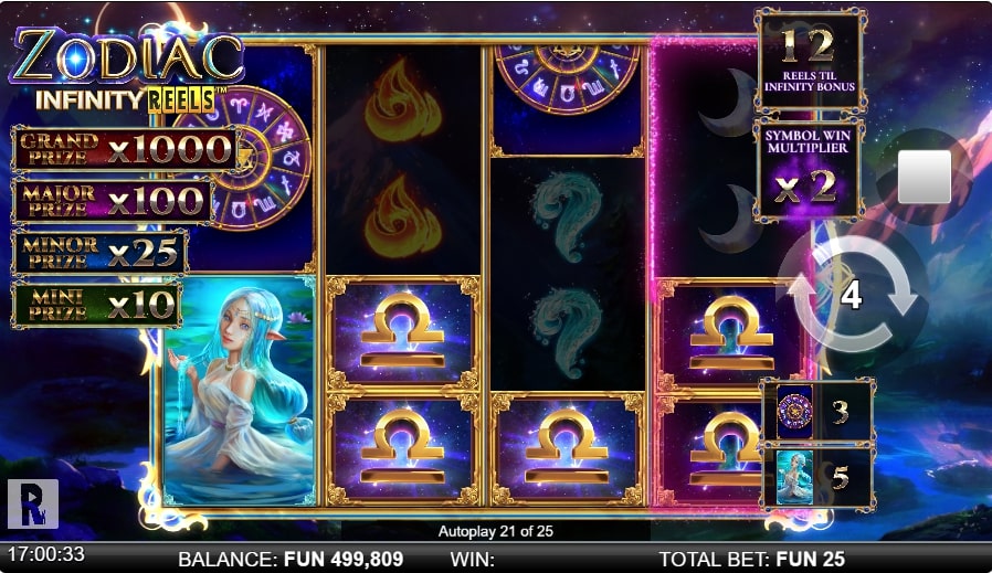 zodiac infinity slot game reels