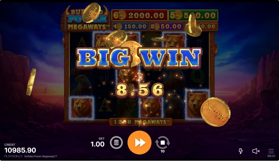 buffalo power slot big win