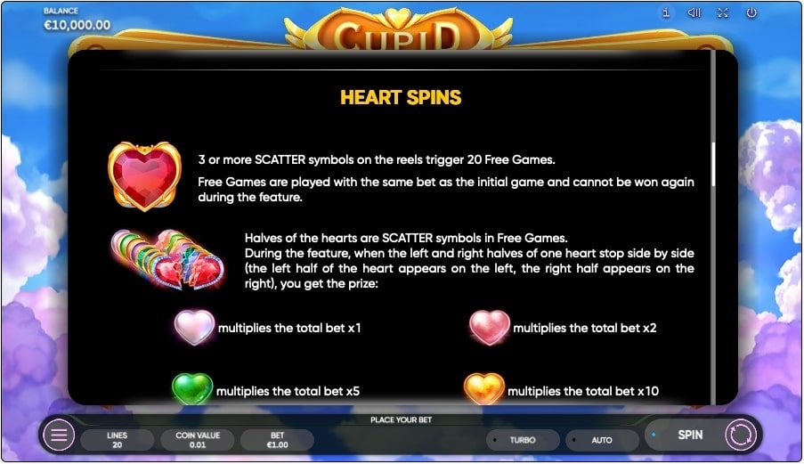 Cupid Slot Game Heart Spins