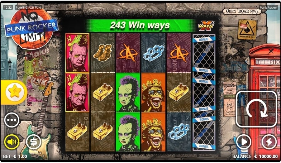 Punk Rocker Slot Game 243 Win Ways
