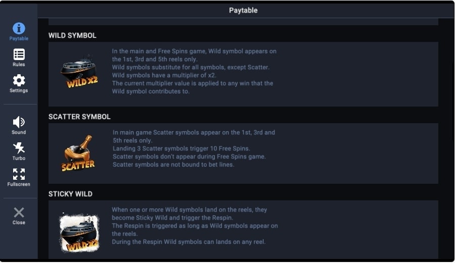 Sweet Sugar Slot Game Paytable