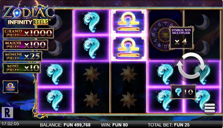 zodiac infinity reels slot game