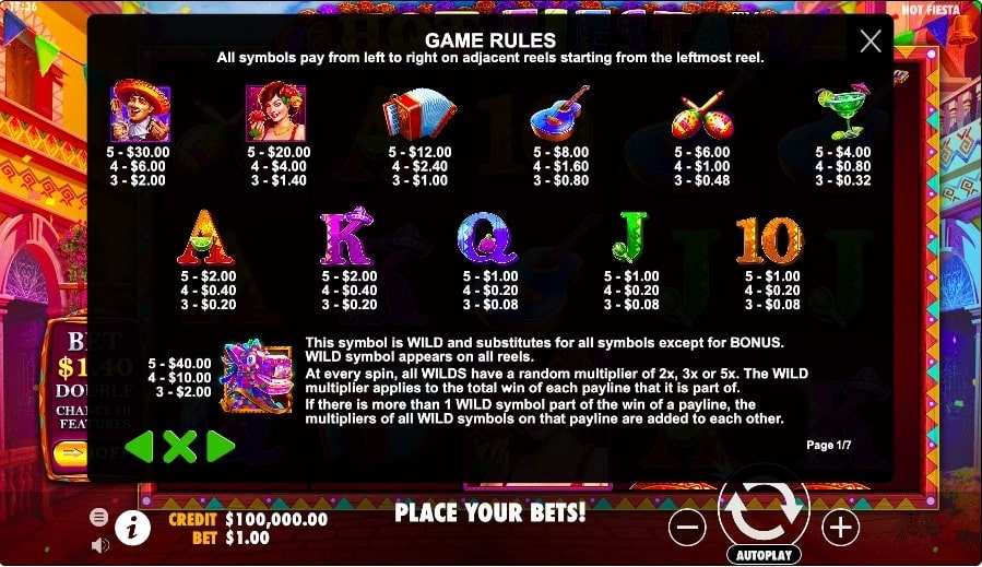 Hot Fiesta Slot Game Game Rules