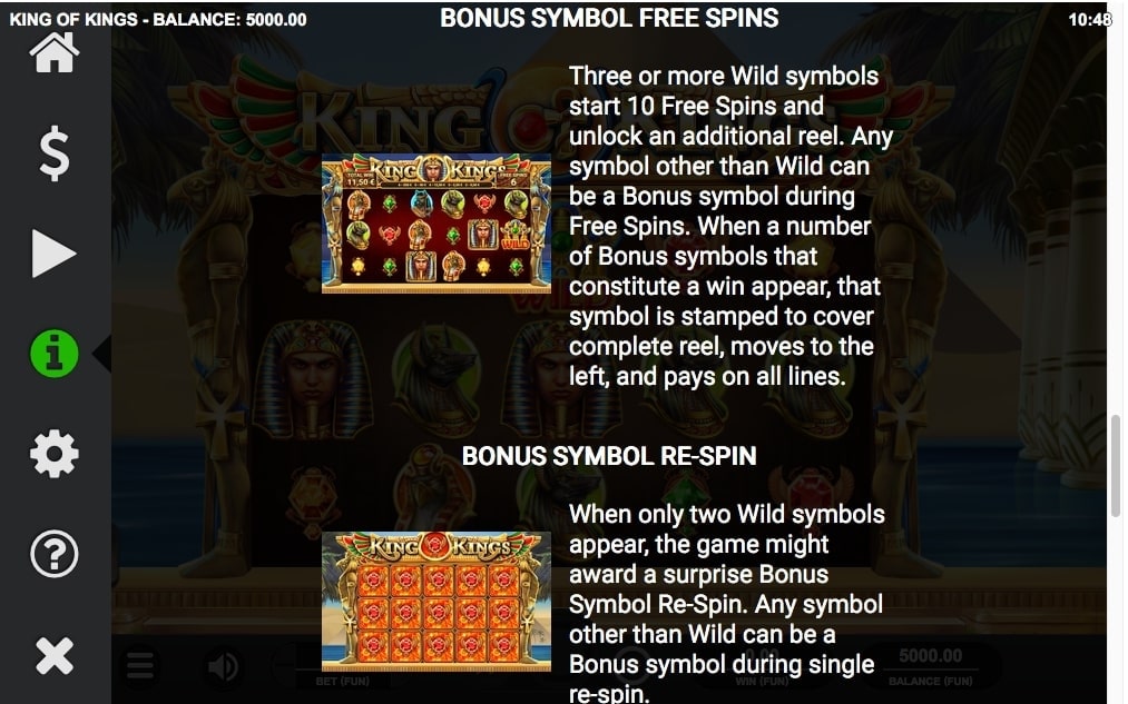 relax gaming king of kings slot game bonus features
