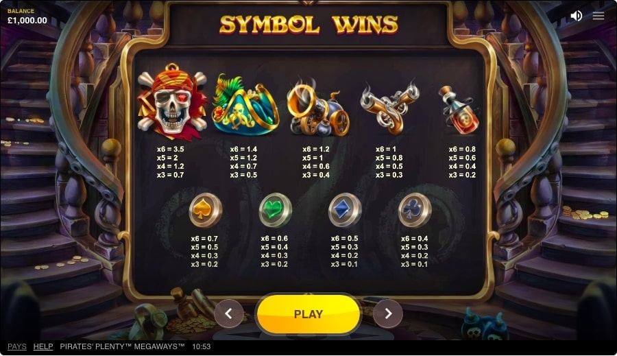 Pirates Plenty Megaways Slot Game Symbol Wins