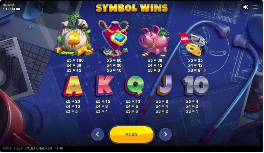 Vault Cracker Slot Game Symbol Wins