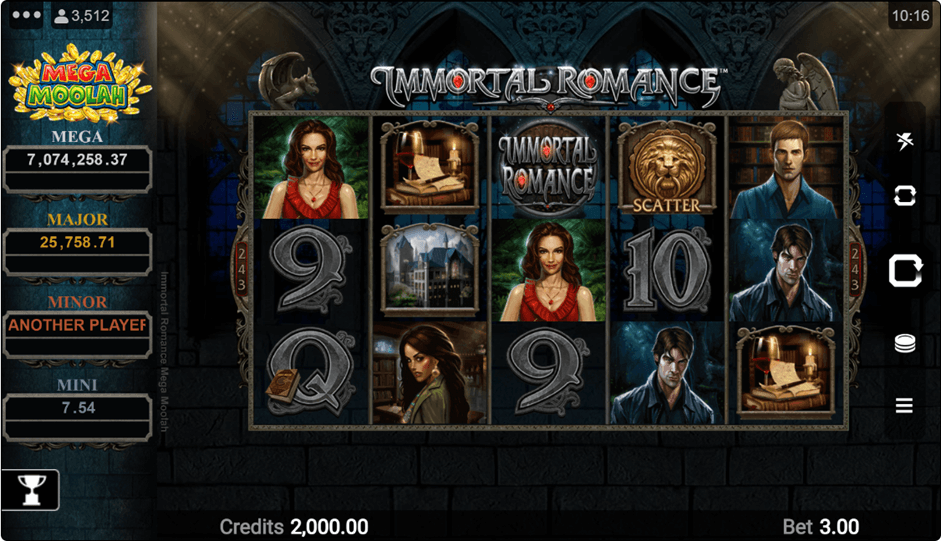 Immortal Romance Mega Moolah Online Slot Game Reels