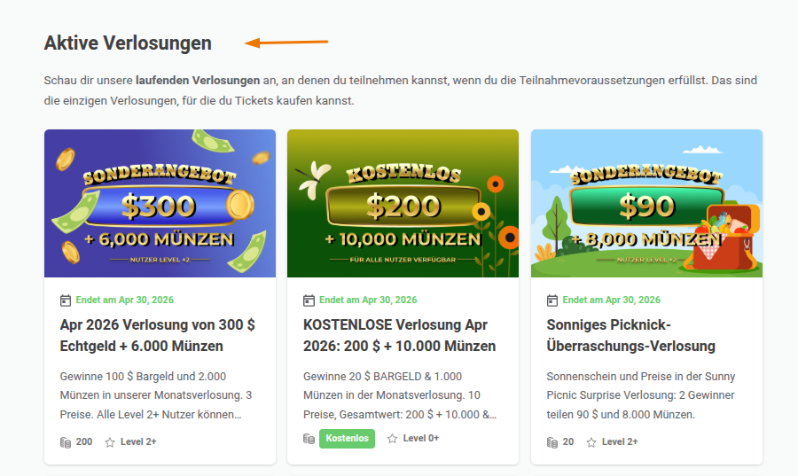 Kategorie Aktive Gewinnspiele