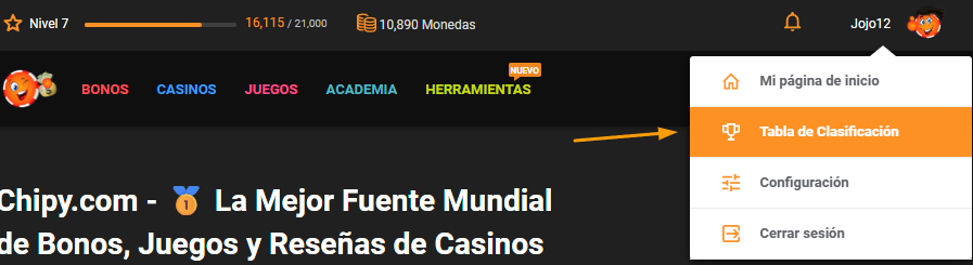 la tabla de clasificacion mensual