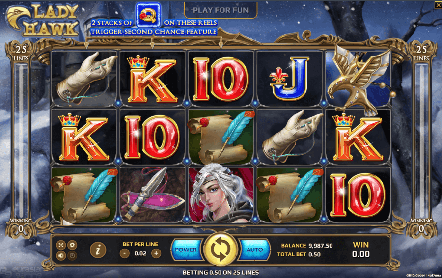 Lady Hawk Online Slot Game Reels