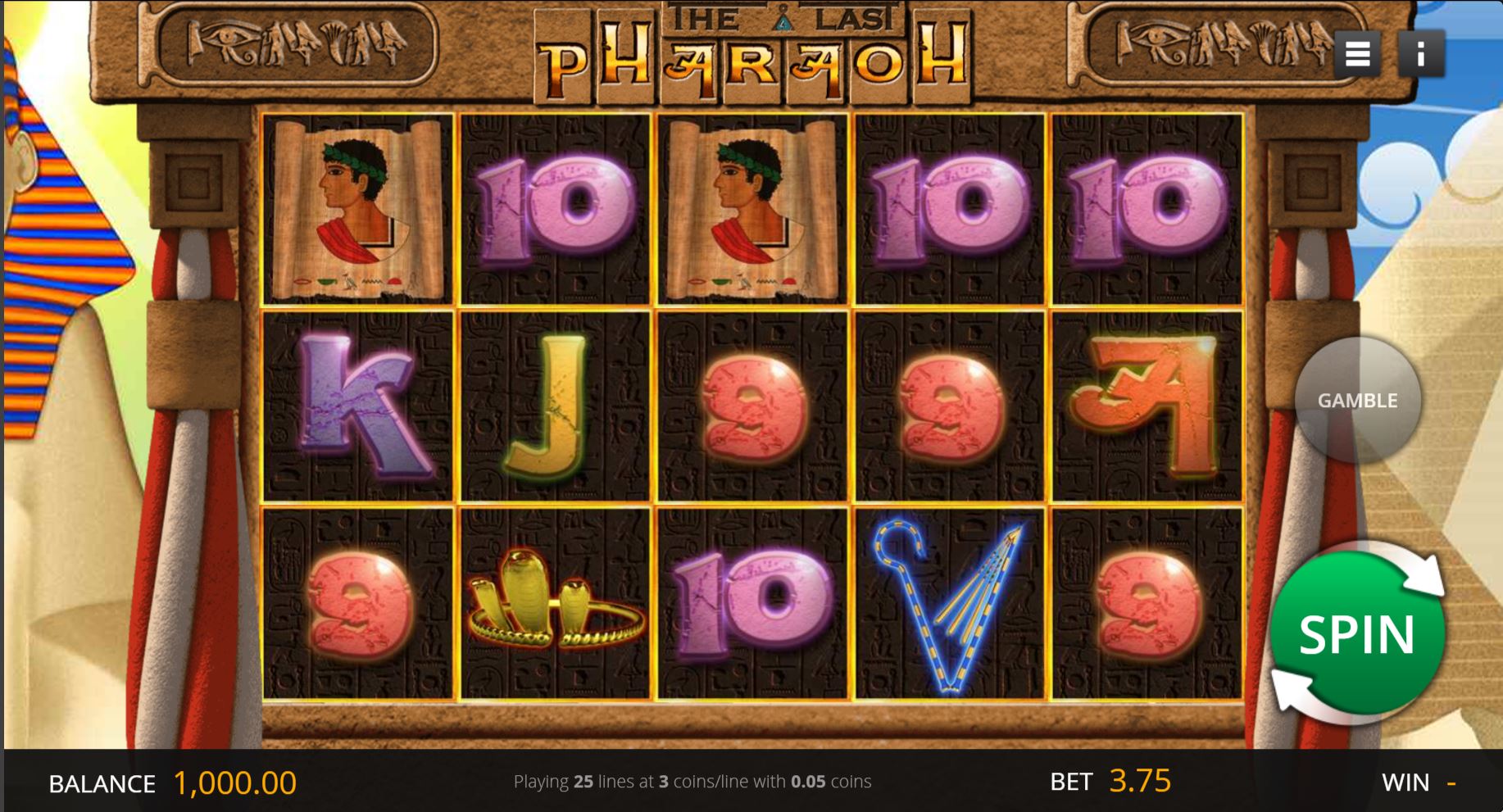 The Last Pharaoh Slot Reels