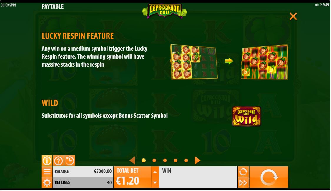Leprechaun Hills Slot Game Lucky Respin Feature