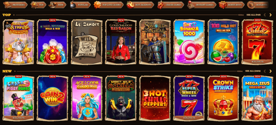lizaro casino game library