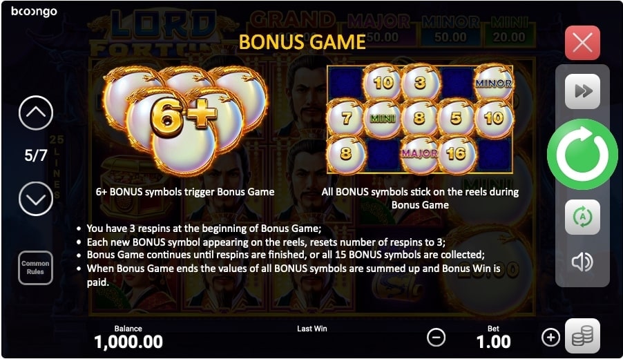 Lord Fortune Slot Features