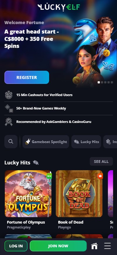 lucky elf casino homepage
