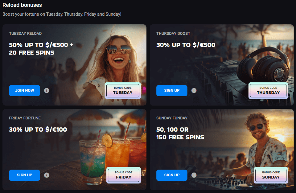 lucky vibe casino reload bonuses