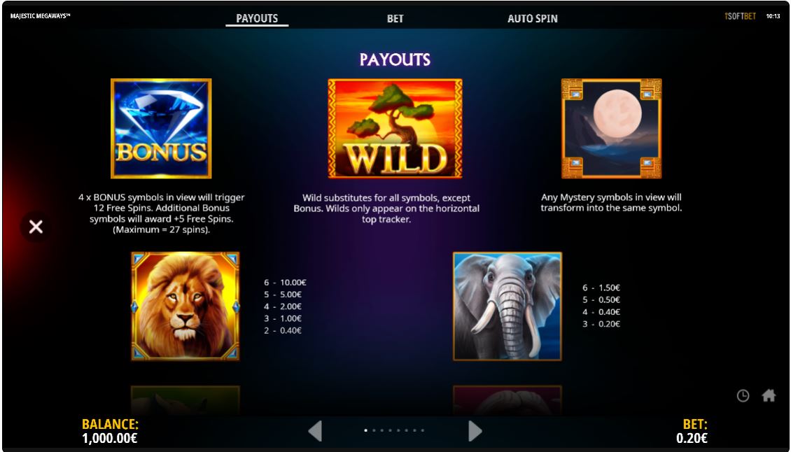 Majestic Megaways Slot Game Bonus Features
