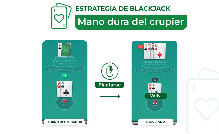 Imagen de mano dura del crupier en el blackjack