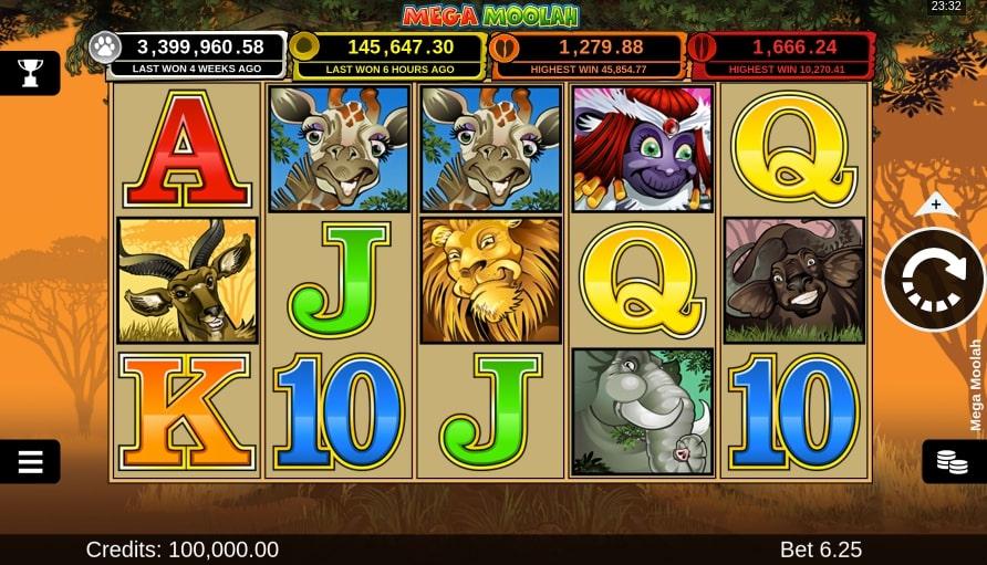 لعبة سلوتس mega moolah