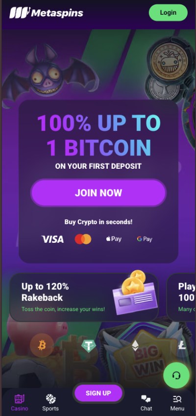 metaspins casino homepage