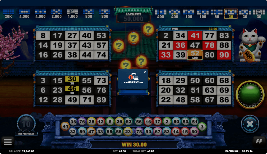 Pachinko Online Bingo Game Bonus