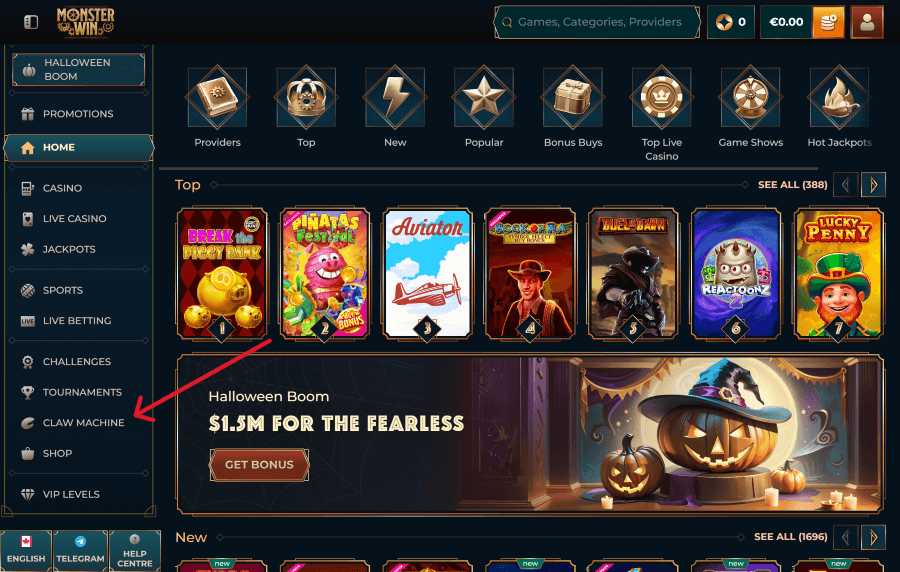 monsterwin casino bonus crab