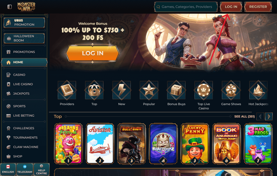 monsterwin casino login