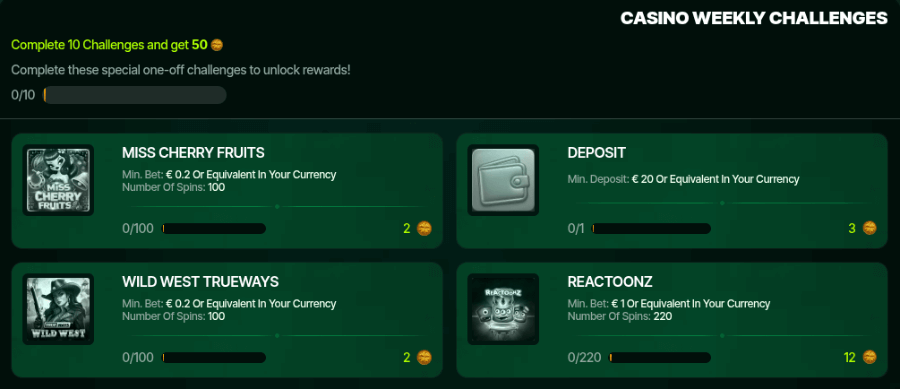 myluck casino challenges