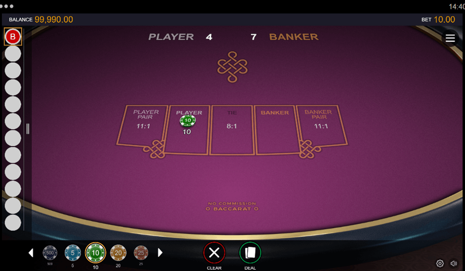  No Commission Baccarat Online Game Reels