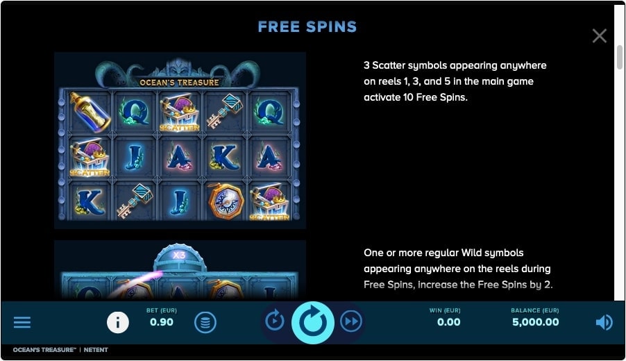 Oceans Treasure Slot Features