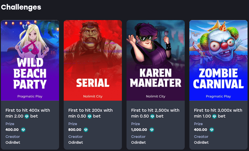 odinbet casino challenges