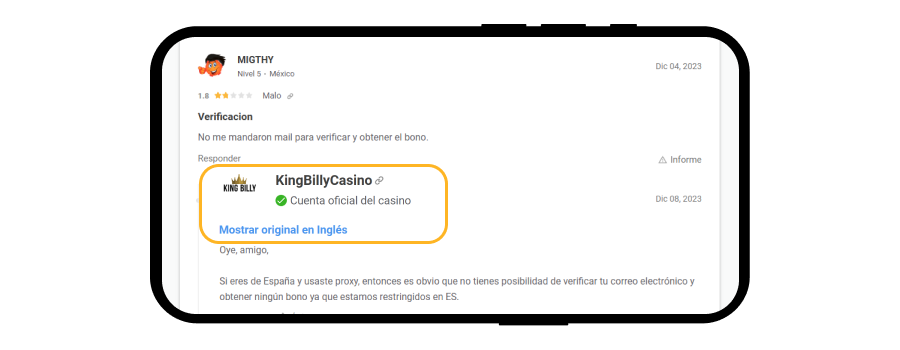 Página de Ayuda del Representante del Casino