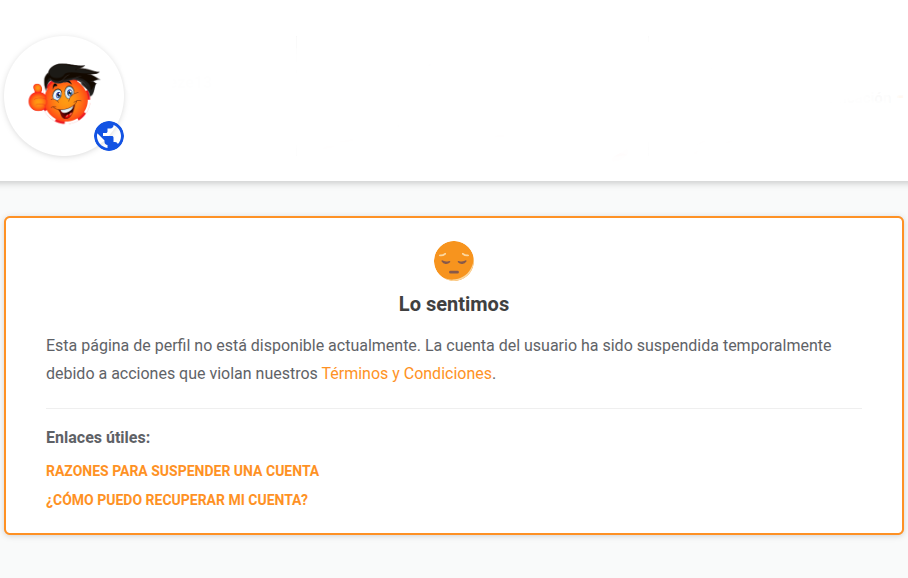 pagina de perfil publico de cuenta bloqueada es