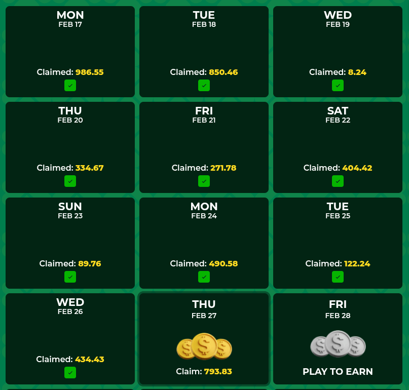 pokerbet casino rewards calendar