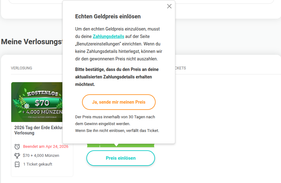 praemie einloesen ja sende meine praemie
