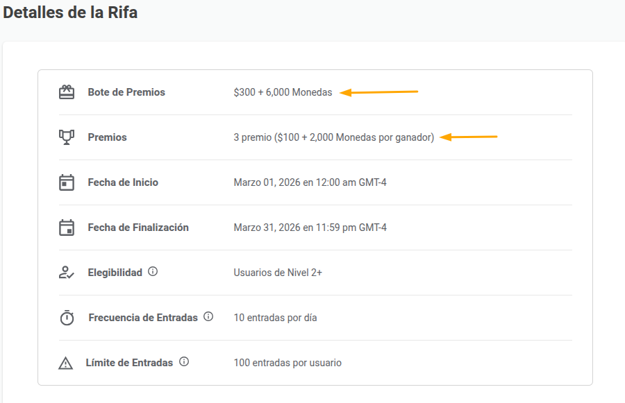 Premios de la Rifa y Fondo de Premios