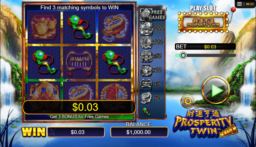 Prosperity Twin Online Scratch Game Features